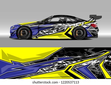 Car decal graphic vector, wrap vinyl sticker. Graphic abstract stripe designs for Racing vehicles.