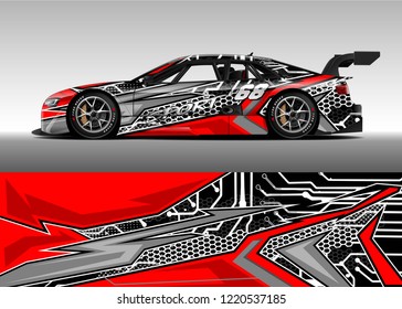 Car decal graphic vector, wrap vinyl sticker. Graphic abstract stripe designs for Racing vehicles.