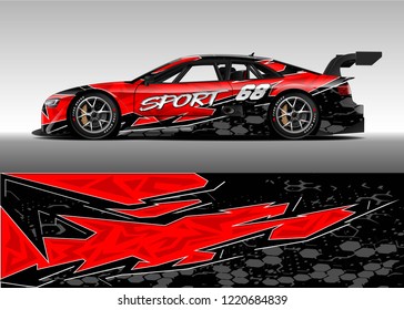 Car decal graphic vector, wrap vinyl sticker. Graphic abstract stripe designs for Racing vehicles.
