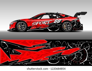 Car decal graphic vector, wrap vinyl sticker. Graphic abstract stripe designs for Racing vehicles.