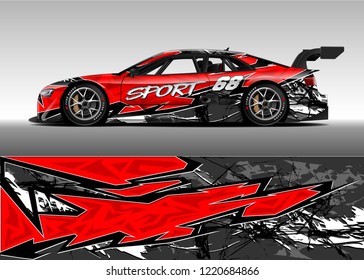 Car decal graphic vector, wrap vinyl sticker. Graphic abstract stripe designs for Racing vehicles.
