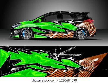 Car decal graphic vector, wrap vinyl sticker. Graphic abstract stripe designs for Racing vehicles.