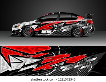 Car decal graphic vector, wrap vinyl sticker. Graphic abstract stripe designs for Racing vehicles.