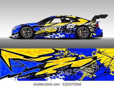Car decal graphic vector, wrap vinyl sticker. Graphic abstract stripe designs for Racing vehicles.