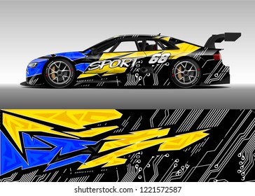 Car decal graphic vector, wrap vinyl sticker. Graphic abstract stripe designs for Racing vehicles.