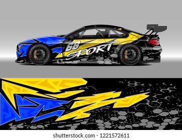 Car decal graphic vector, wrap vinyl sticker. Graphic abstract stripe designs for Racing vehicles.