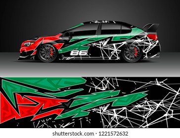 Car decal graphic vector, wrap vinyl sticker. Graphic abstract stripe designs for Racing vehicles.