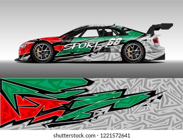 Car decal graphic vector, wrap vinyl sticker. Graphic abstract stripe designs for Racing vehicles.
