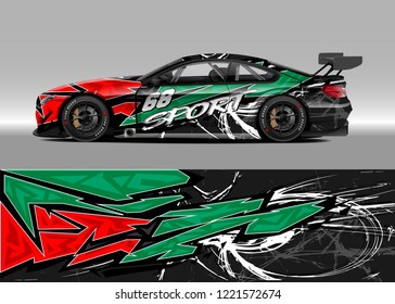 Car decal graphic vector, wrap vinyl sticker. Graphic abstract stripe designs for Racing vehicles.