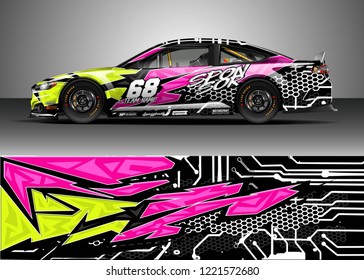Car decal graphic vector, wrap vinyl sticker. Graphic abstract stripe designs for Racing vehicles.