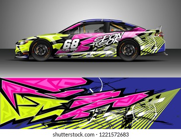 Car decal graphic vector, wrap vinyl sticker. Graphic abstract stripe designs for Racing vehicles.