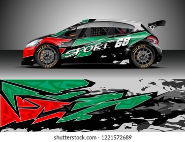 Car decal graphic vector, wrap vinyl sticker. Graphic abstract stripe designs for Racing vehicles.