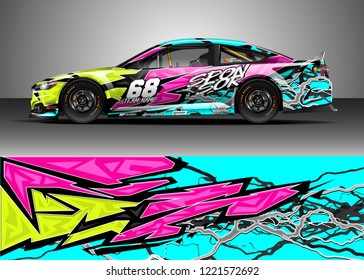 Car decal graphic vector, wrap vinyl sticker. Graphic abstract stripe designs for Racing vehicles.