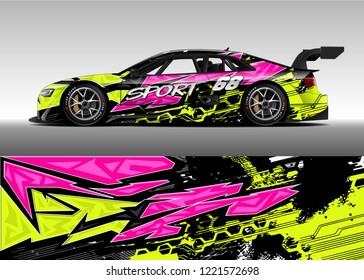 Car decal graphic vector, wrap vinyl sticker. Graphic abstract stripe designs for Racing vehicles.