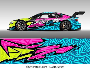 Car decal graphic vector, wrap vinyl sticker. Graphic abstract stripe designs for Racing vehicles.