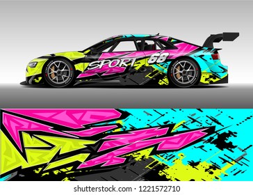 Car decal graphic vector, wrap vinyl sticker. Graphic abstract stripe designs for Racing vehicles.