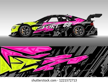 Car decal graphic vector, wrap vinyl sticker. Graphic abstract stripe designs for Racing vehicles.