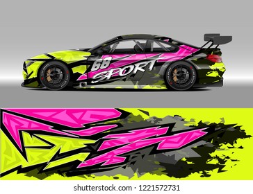 Car decal graphic vector, wrap vinyl sticker. Graphic abstract stripe designs for Racing vehicles.