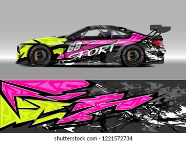 Car decal graphic vector, wrap vinyl sticker. Graphic abstract stripe designs for Racing vehicles.