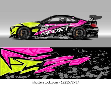 Car decal graphic vector, wrap vinyl sticker. Graphic abstract stripe designs for Racing vehicles.