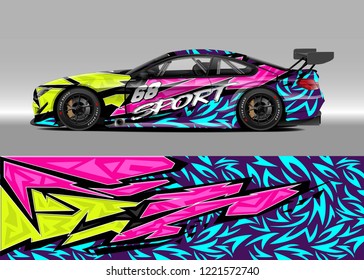 Car decal graphic vector, wrap vinyl sticker. Graphic abstract stripe designs for Racing vehicles.