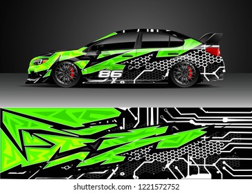 Car decal graphic vector, wrap vinyl sticker. Graphic abstract stripe designs for Racing vehicles.