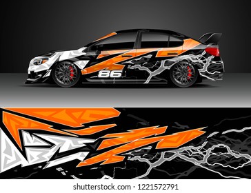 Car decal graphic vector, wrap vinyl sticker. Graphic abstract stripe designs for Racing vehicles.