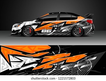Car decal graphic vector, wrap vinyl sticker. Graphic abstract stripe designs for Racing vehicles.