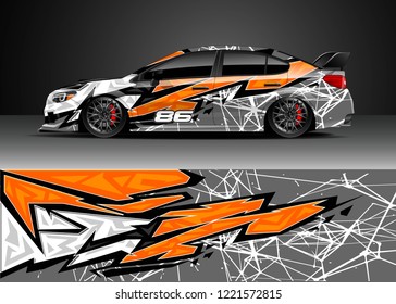 Car decal graphic vector, wrap vinyl sticker. Graphic abstract stripe designs for Racing vehicles.