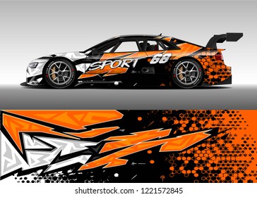 Car decal graphic vector, wrap vinyl sticker. Graphic abstract stripe designs for Racing vehicles.