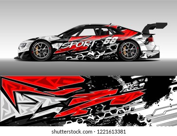 Car decal graphic vector, wrap vinyl sticker. Graphic abstract stripe designs for Racing vehicles.