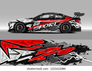 Car decal graphic vector, wrap vinyl sticker. Graphic abstract stripe designs for Racing vehicles.
