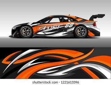 Car decal graphic vector, wrap vinyl sticker. Graphic abstract stripe designs for Racing vehicles.
