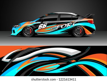 Car decal graphic vector, wrap vinyl sticker. Graphic abstract stripe designs for Racing vehicles.