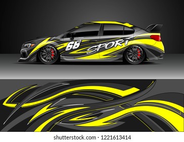 Car decal graphic vector, wrap vinyl sticker. Graphic abstract stripe designs for Racing vehicles.