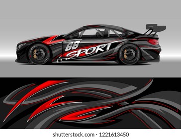 Car decal graphic vector, wrap vinyl sticker. Graphic abstract stripe designs for Racing vehicles.