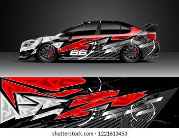 Car decal graphic vector, wrap vinyl sticker. Graphic abstract stripe designs for Racing vehicles.