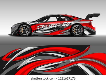 Car decal graphic vector, wrap vinyl sticker. Graphic abstract stripe designs for Racing vehicles.