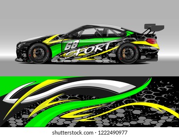 Car decal graphic vector, wrap vinyl sticker. Graphic abstract stripe designs for Racing vehicles.