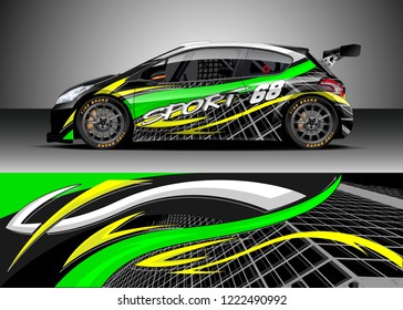 Car decal graphic vector, wrap vinyl sticker. Graphic abstract stripe designs for Racing vehicles.