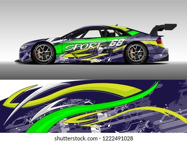 Car decal graphic vector, wrap vinyl sticker. Graphic abstract stripe designs for Racing vehicles.