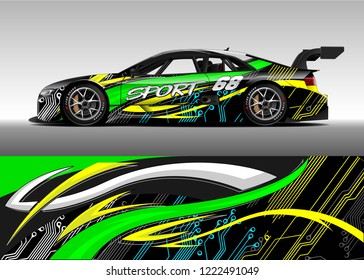 Car decal graphic vector, wrap vinyl sticker. Graphic abstract stripe designs for Racing vehicles.