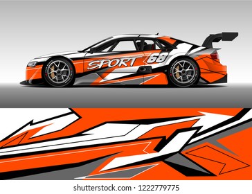 Car decal graphic vector, wrap vinyl sticker. Graphic abstract stripe designs for Racing vehicles.