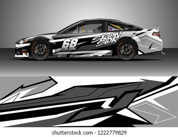 Car decal graphic vector, wrap vinyl sticker. Graphic abstract stripe designs for Racing vehicles.