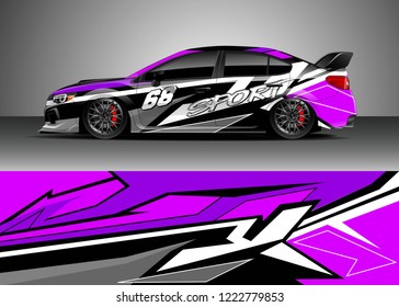 Car decal graphic vector, wrap vinyl sticker. Graphic abstract stripe designs for Racing vehicles.