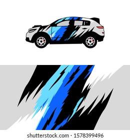 Car decal graphic vector, wrap vinyl sticker. Abstract stripe designs for race and rally car