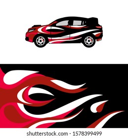 Car decal graphic vector, wrap vinyl sticker. Abstract stripe designs for race and rally car
