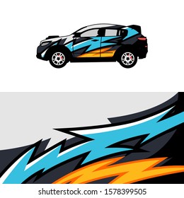 Car decal graphic vector, wrap vinyl sticker. Abstract stripe designs for race and rally car