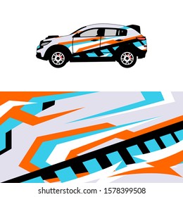 Car decal graphic vector, wrap vinyl sticker. Abstract stripe designs for race and rally car