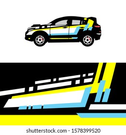 Car decal graphic vector, wrap vinyl sticker. Abstract stripe designs for race and rally car
